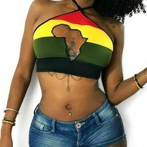 Handmade africa keyhole rave halter festival top